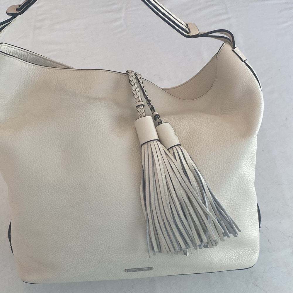 REBECCA MINKOFF Cream Ivory Leather Hobo Shoulder Bag EUC - Picture 3 of 15
